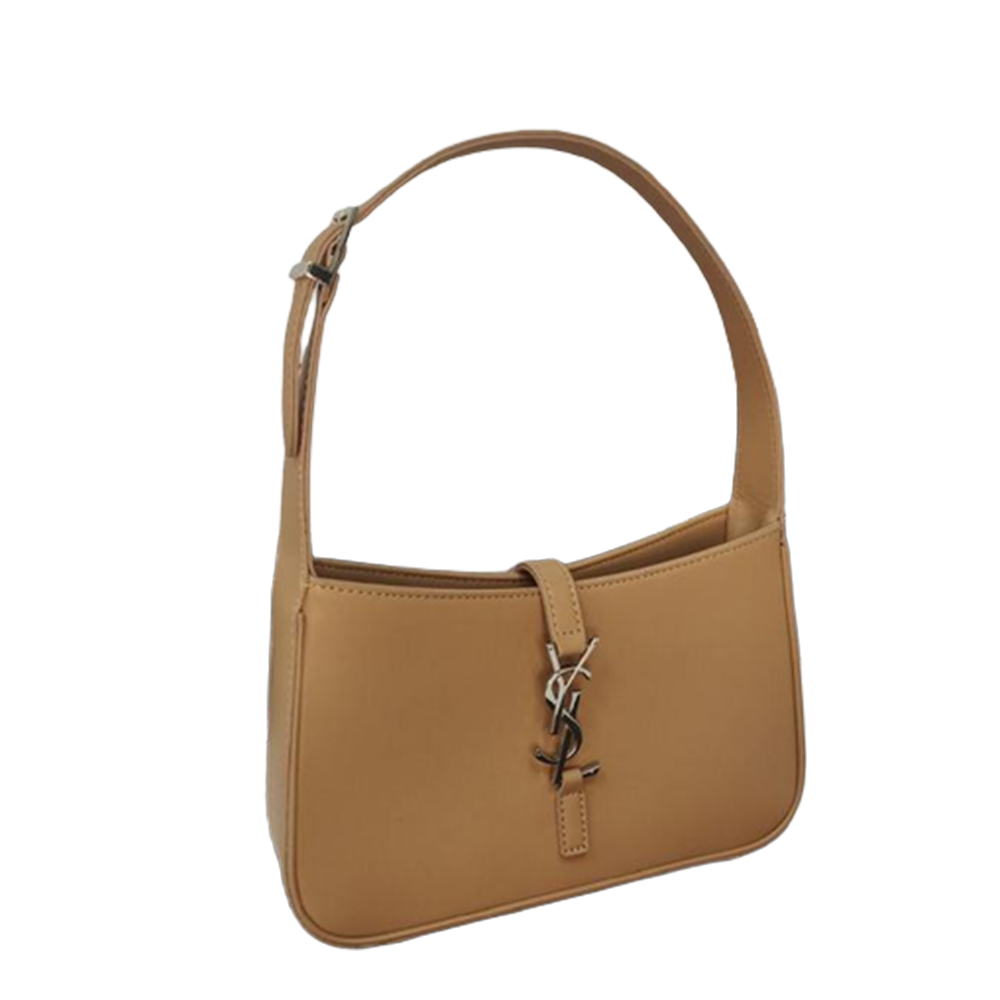 Le 5 À 7 Calfskin Brown Leather Hobo Bag with Signature Hook Closure