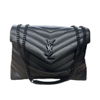 Loulou Quilted Black Leather Shoulder Bags in Various Sizes with Iconic YSL Monogram