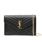 Cassandre Envelope Gold Chain Textured Leather Wallet