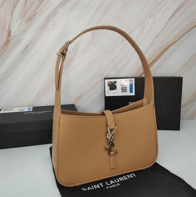 Le 5 À 7 Calfskin Brown Leather Hobo Bag with Signature Hook Closure