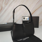 Le 5 à 7 Smooth Black Leather Hobo Shoulder Bag