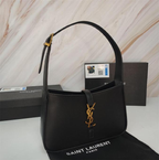 Le 5 à 7 Black Shiny Leather Monogram Hook-Hobo HandBag