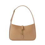 Le 5 À 7 Croc-embossed Beige Leather Shoulder Hobo Soft Bag with Bronze-Toned Cassandre Hook Closure