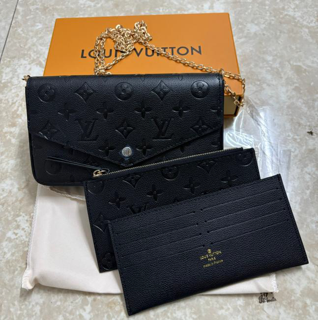Louis Vuitton Félicie GM Pochette Black Monogram Empreinte Leather Bag