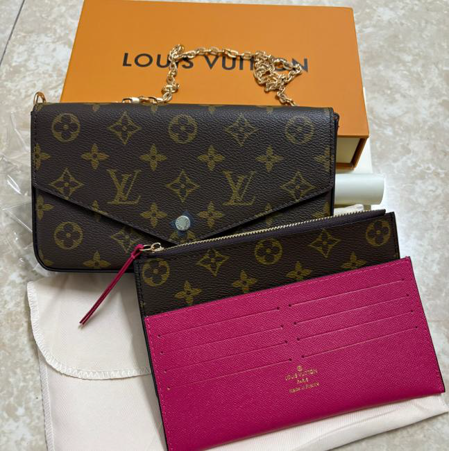 Louis Vuitton Félicie Pochette Monogram Canvas Rose Pink Crossbody Bag