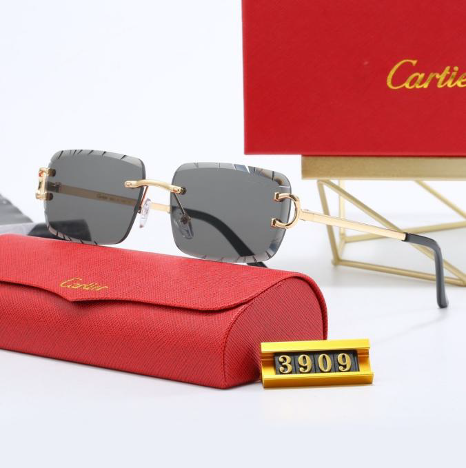 Cartier Gold Frame Black Lenses Big C Sunglasses