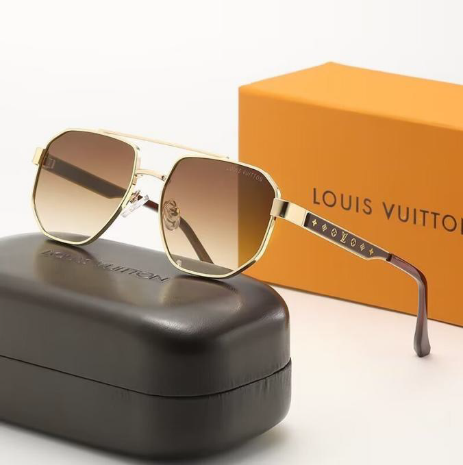 Louis Vuitton Geometric Gold Frame Brown Gradient Sunglasses
