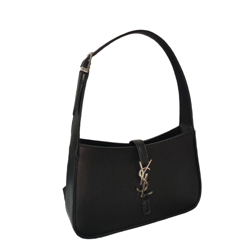 Le 5 à 7 Black Crocodile-Effect Shiny Leather Hobo Shoulder Bag