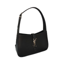Le 5 à 7 Black Crocodile-Effect Shiny Leather Hobo Shoulder Bag
