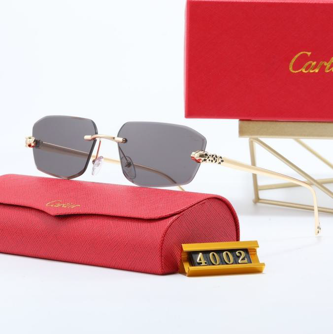 Cartier Gold-Tone Metal Panther Head Black Sunglasses