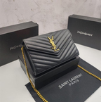 Cassandre Envelope Gold Chain Textured Leather Wallet