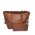 LV Neverfull MM Monogram Empreinte Cognac Brown Leather Bag Set