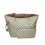 LV Neverfull MM Damier Azur Canvas Tote Bag Purse Set
