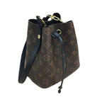 LV NéoNoé MM Monogram Canvas with Black Brown Leather Bucket Bag
