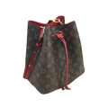 LV NéoNoé MM Monogram Canvas with Vibran Cowhide Red Leather Bucket Bag