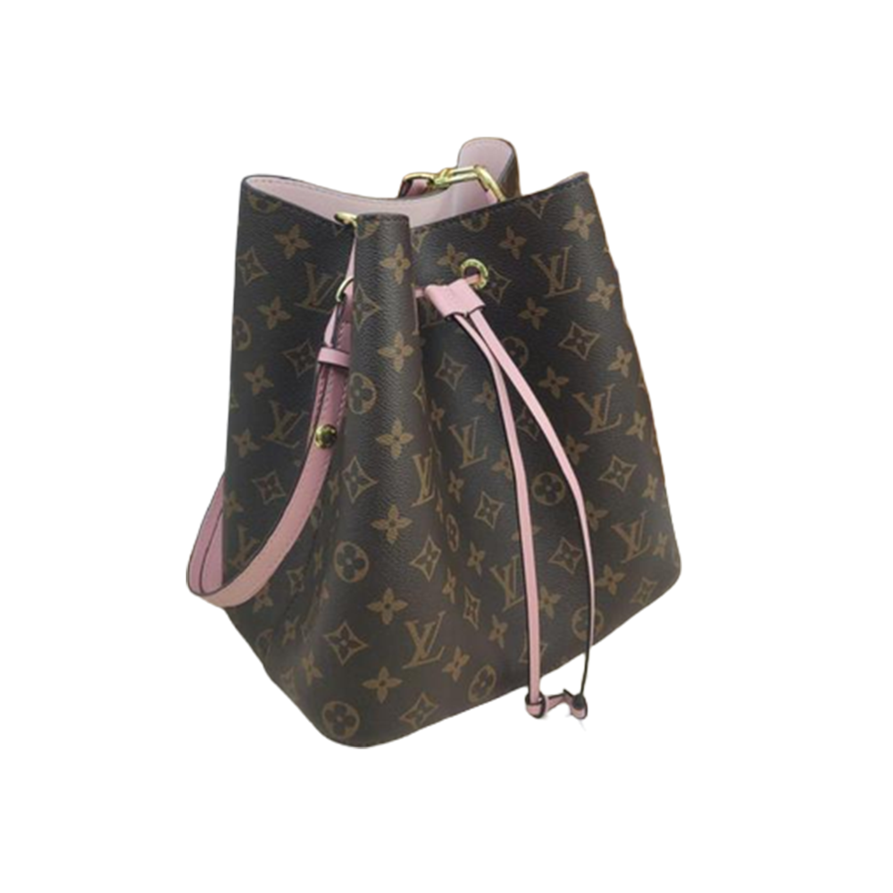 LV NéoNoé MM Monogram Canvas with Vibran Cowhide Light Pink Leather Bucket Bag