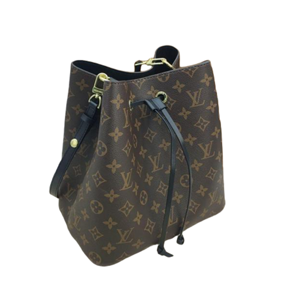 LV NéoNoé MM Monogram Canvas with Black Leather Trim Bucket Bag
