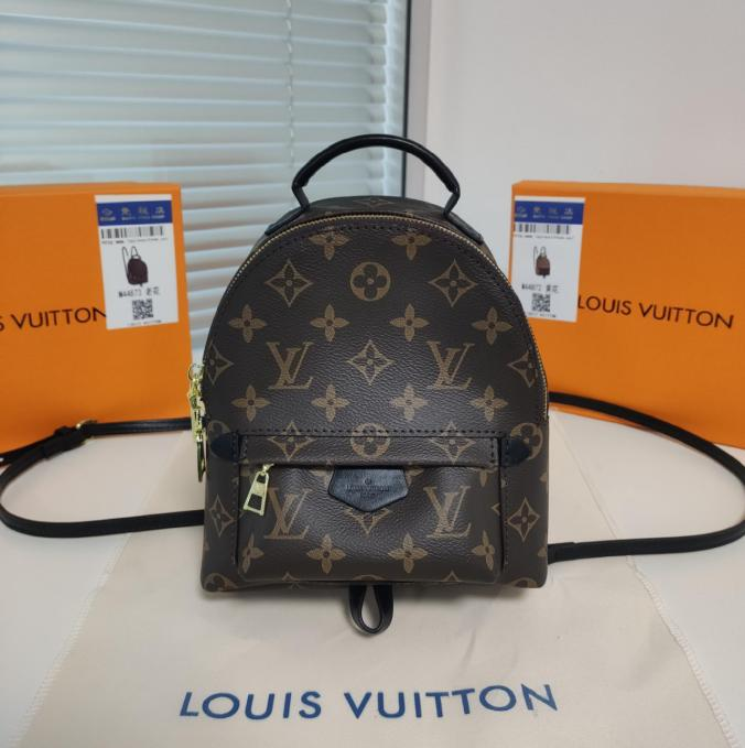LV Reverse Monogram Canvas Palm Springs Black Mini Backpack