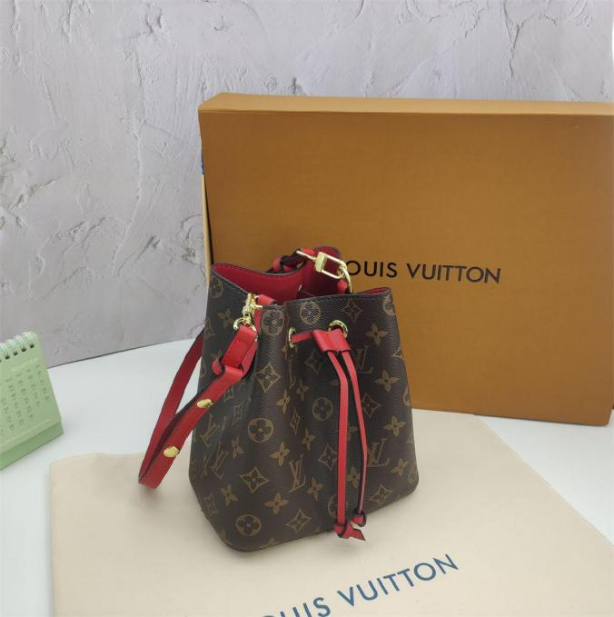LV Monogram Coated Canvas Colorful Leather Trim Bucket Bag