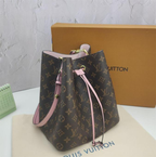LV NéoNoé MM Monogram Canvas with Vibran Cowhide Light Pink Leather Bucket Bag