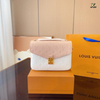 LV Pochette Métis Monogram Spanish Cream and Blush Pink Leather Shoulder Bag
