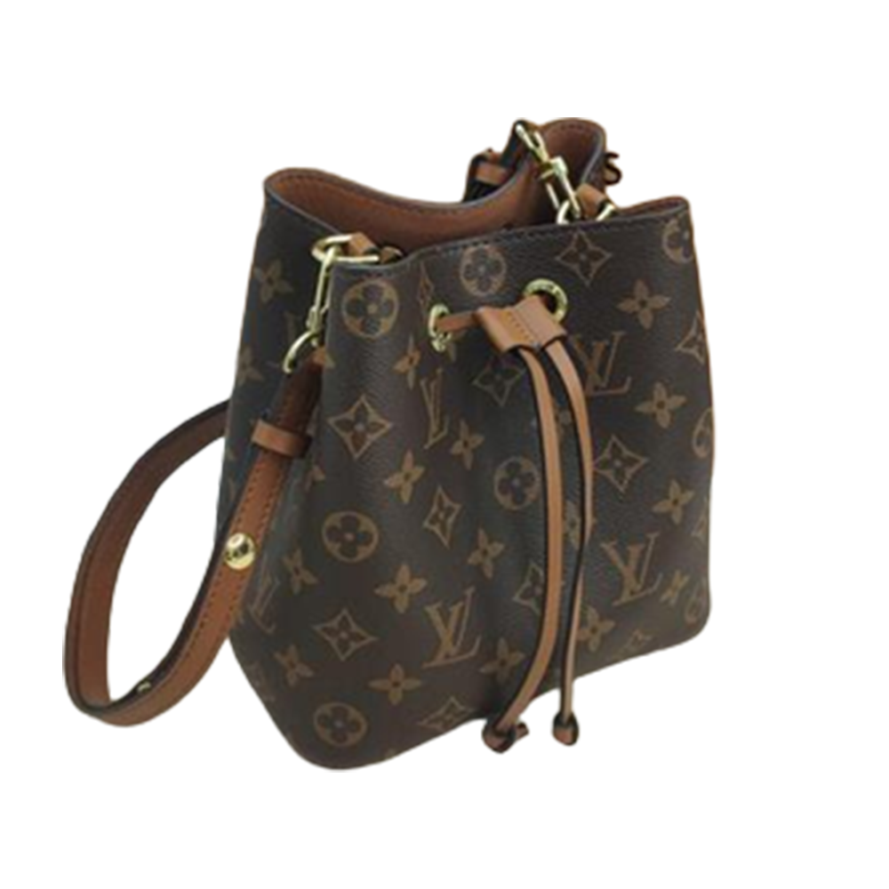 LV NéoNoé MM Monogram Canvas with Brown Leather Bucket Bag
