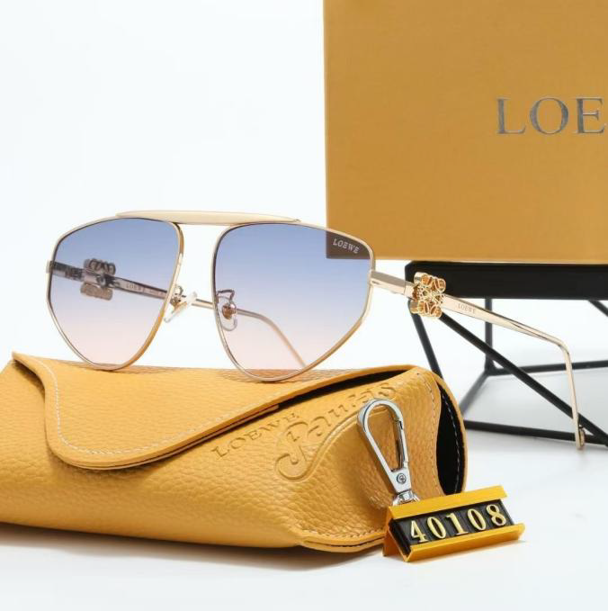 Loewe Aviator Gold-Tone Metal Frame Blue Gradient Sunglasses