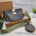 Louis Vuitton Multi Pochette Accessoires Monogram Canvas Khaki Green Strap Bag