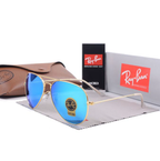Ray-Ban Aviator Gold Frame Blue Mirror Flash Lenses Sunglasses