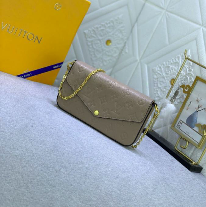 Louis Vuitton Pochette Félicie Tourterelle Empreinte Leather Shoulder Bag