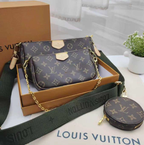 Louis Vuitton Multi Pochette Accessoires Monogram Canvas Dark Green Strap Shoulder Bag