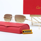 Panthère de Cartier Rimless Gold-Tone Panther Head Golden Brown Sunglasses