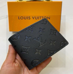 Louis Vuitton  Diamond Pattern Black Calfskin Monogram Shadow Wallet